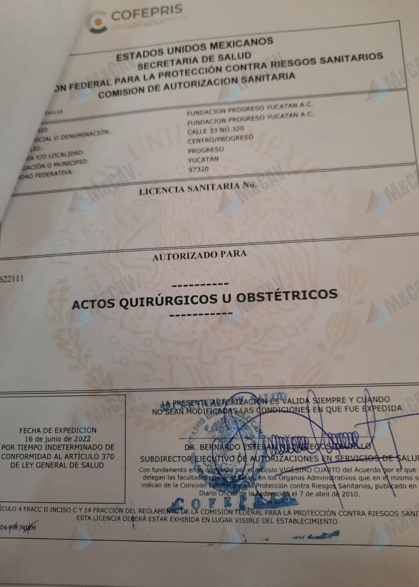 Permiso Sanitario de Construcción